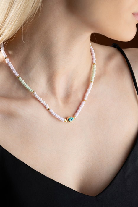 Heliophilia Silver Collar con Colgante de Ojo y Piedra Multicolor KL-0862